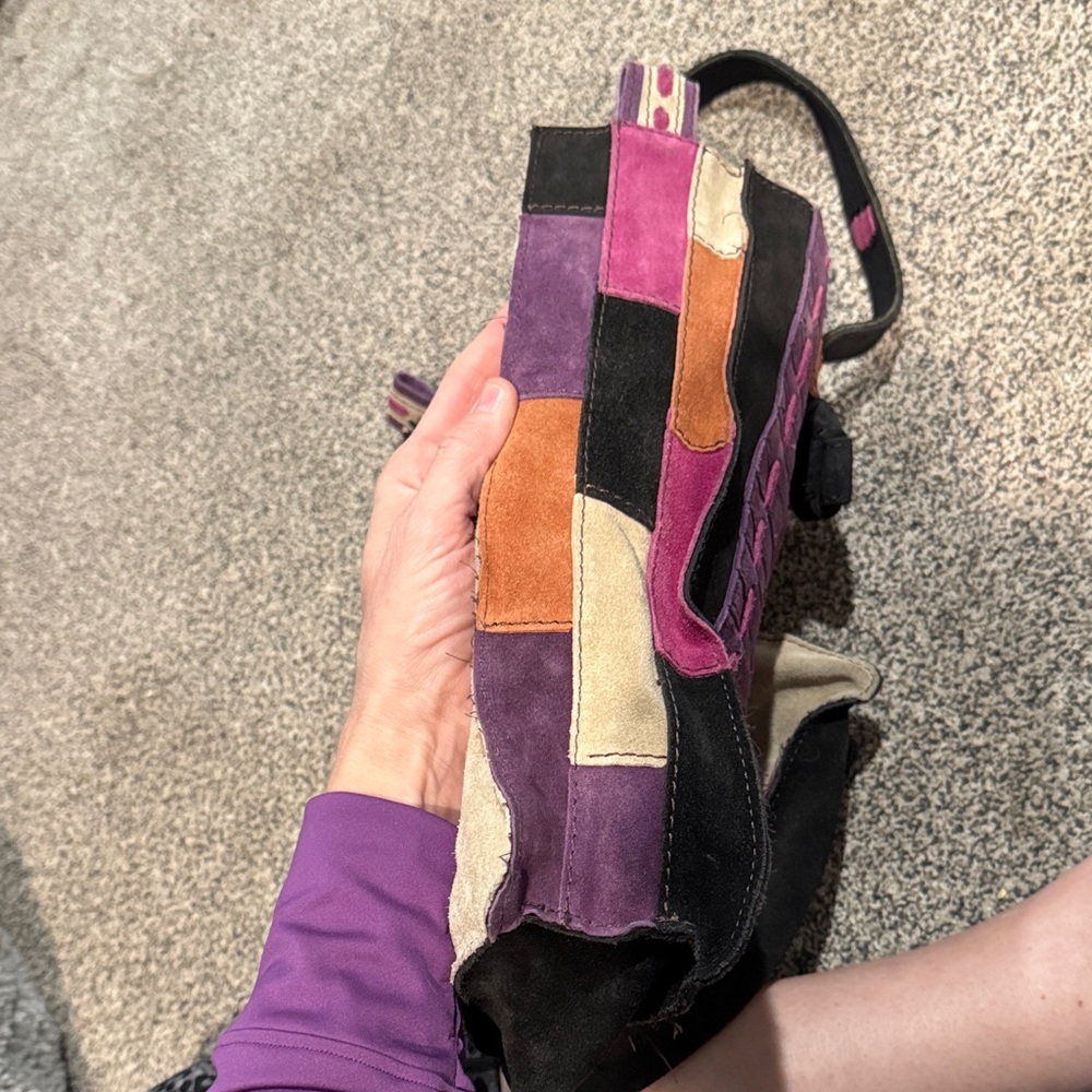 Multicolor Learher Patchwork Tote Bag - Picture 11 of 12